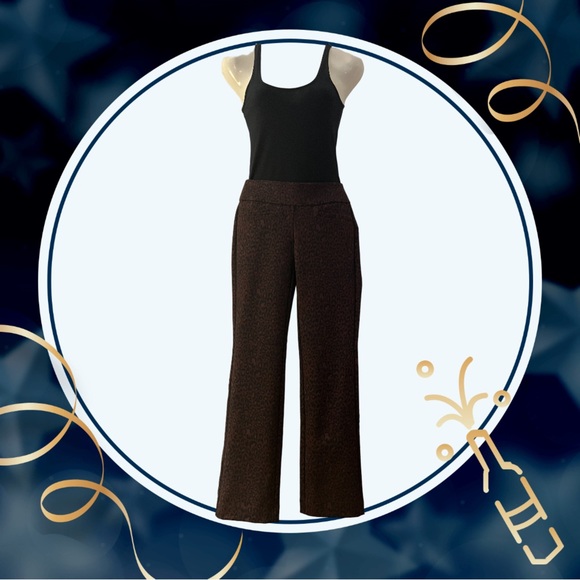 PETITE PULL-ON LEOPARD-PRINT STRAIGHT-LEG PONTE PANT - SUPERFLEX - Picture 3 of 5